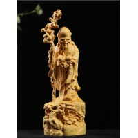 TJ152ca - 20*X6.5*X6  CM Carved Boxwood Carving Figurine :God of Longevity   362348964270